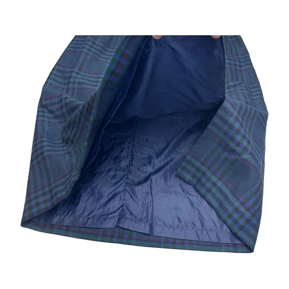 Sheridan Square A-Line Skirt Women's 16 Blue Black Plaid Rayon Lined Classic - Picture 5 of 7